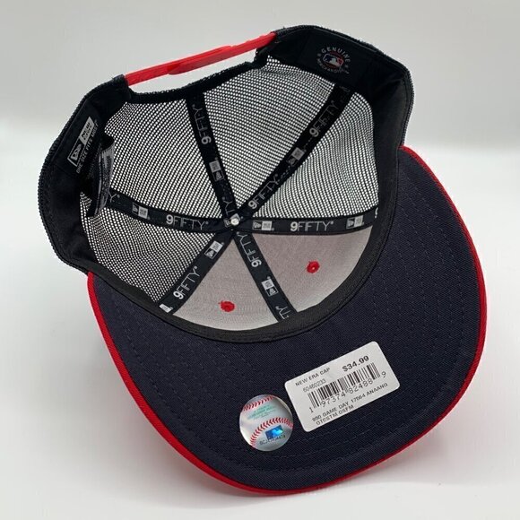 Los Angeles Angels Red Navy Blue New Era Low Profile Snapback Trucker Hat New - Picture 4 of 6